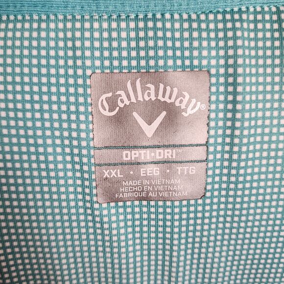 Callaway Opti Dry Teal and White Check Polo Size XXL Lady Bird Johnson GC Logo - Picture 6 of 8